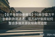 【全平台联动新格局】91麻豆官方平台最新数据速递：官方APP新版如何整合多端资源实现高效运营