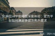 91麻豆APP官网版深度体验：官方平台如何满足多层次用户需求